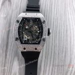 Iced Out Richard Mille Skeleton RM 010 Watch Stainless steel Men